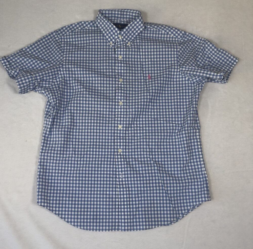 Polo Ralph Lauren Light Blue Check Button Down Shirt Men’s L